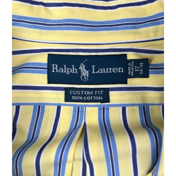 Ralph Lauren Custom Fit Yellow & Blue Striped Button-Down Shirt - Picture 7 of 9